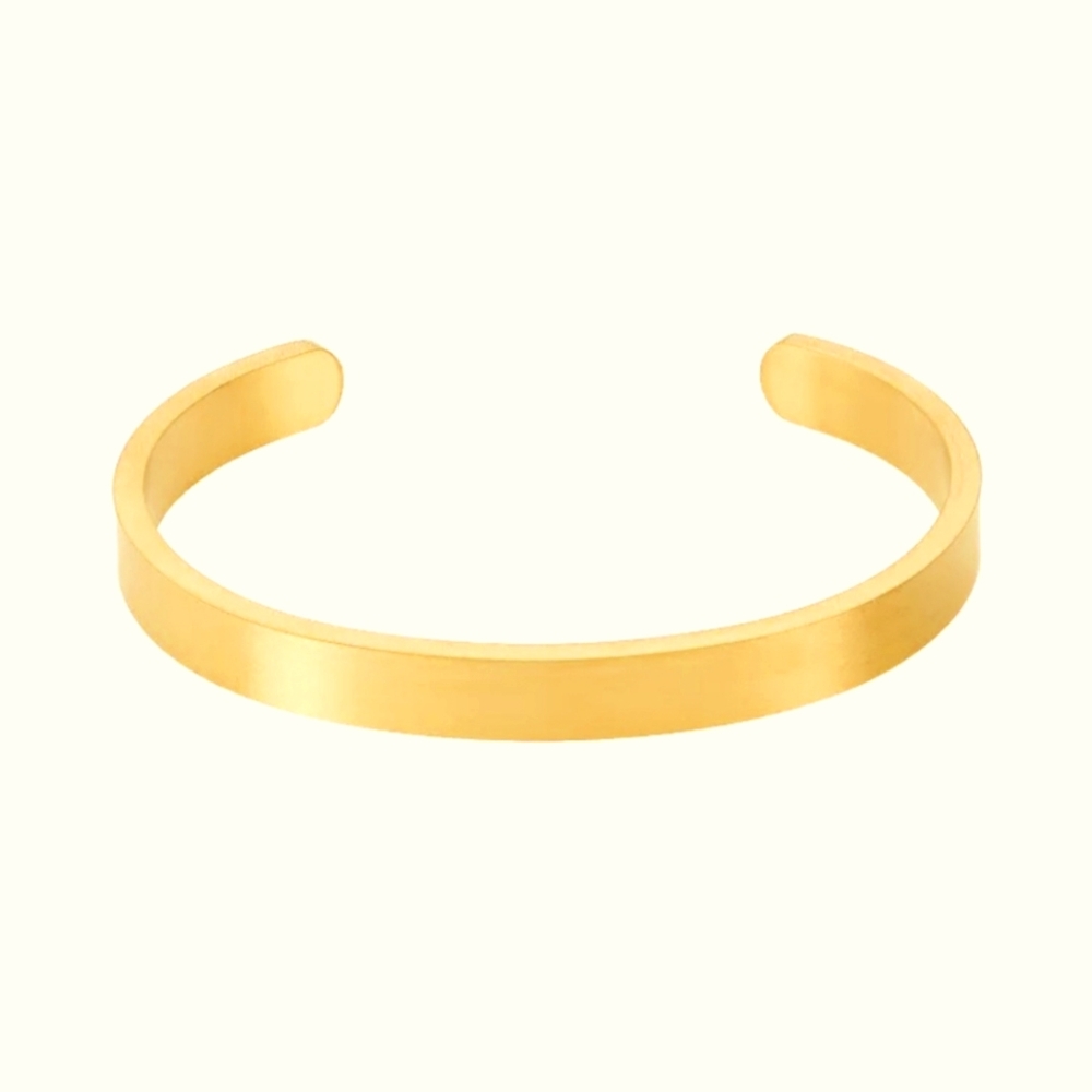 Adjustable Open Gold Bangle Bracelet | 18K Gold-Plated | Minimalist Classic